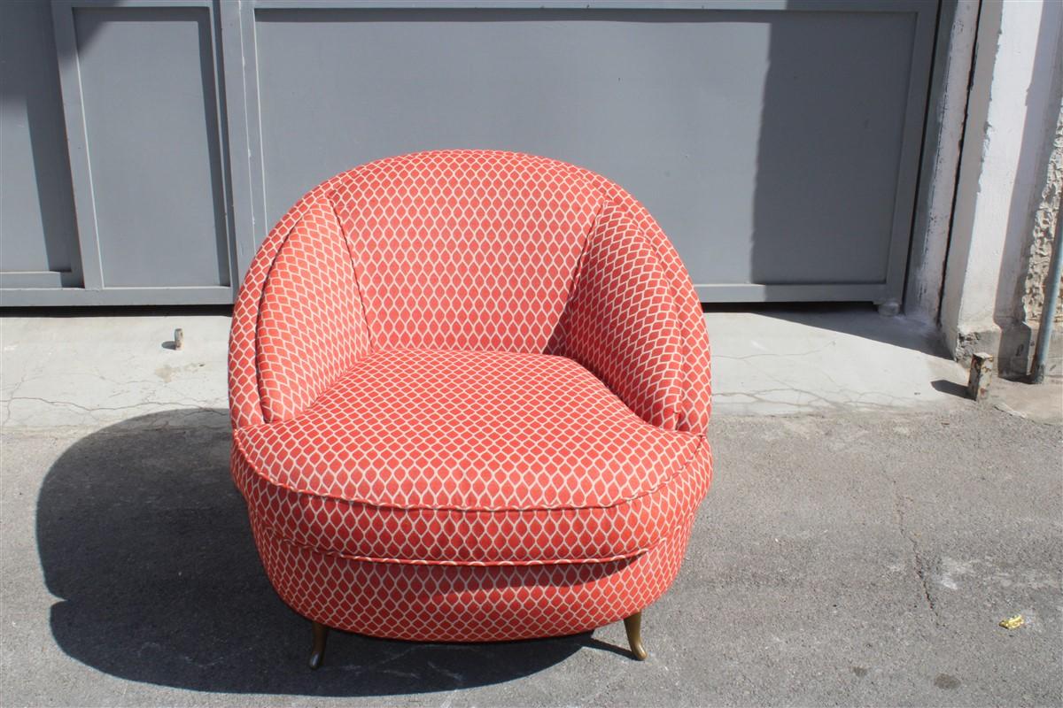 Mid-20th Century Isa Bergamo Gio Ponti Style Armchair Made in Italy 1950s Original Fabric For Sale