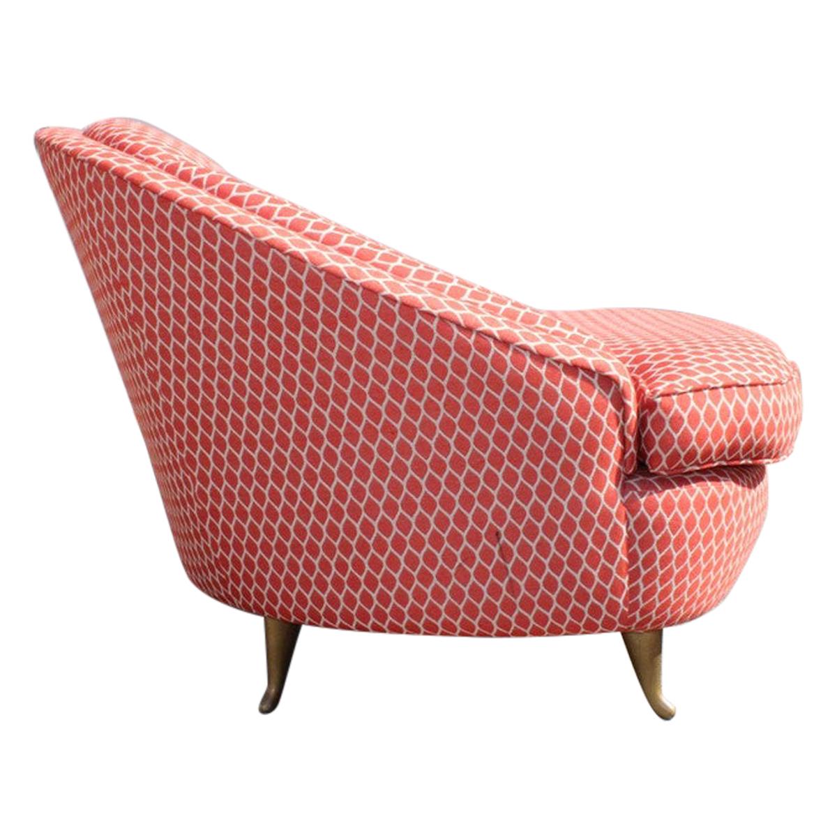 ISA Bergamo Fauteuil de style Gio Ponti Fabriqué en Italie dans les années 1950 Tissu d'origine