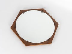ISA Bergamo Hexagonal Teak Midcentury Wall Mirror, 1960s