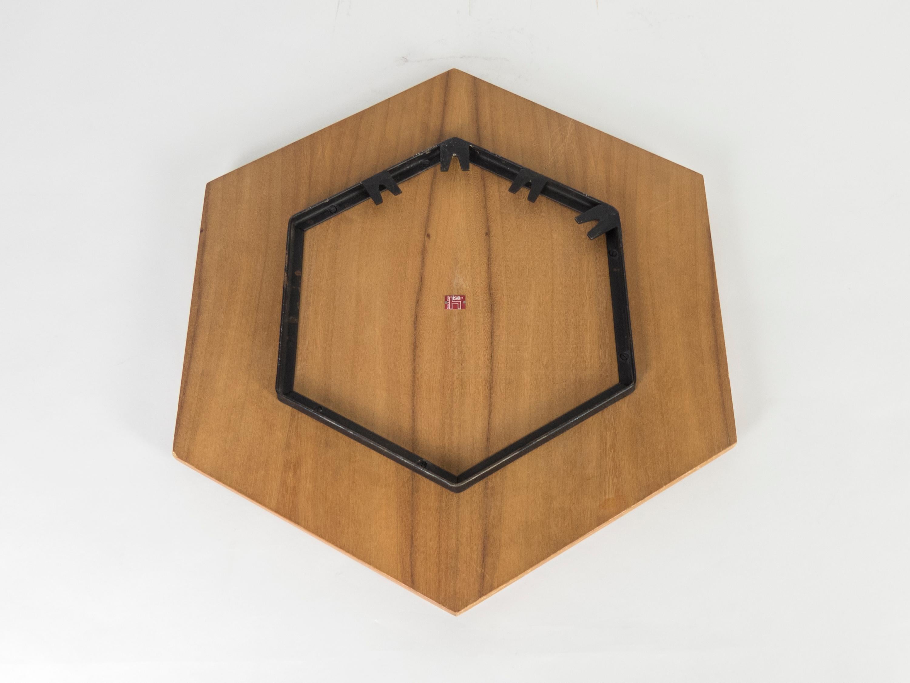 ISA Bergamo Hexagonal Teak Midcentury Wall Mirror, 1960s For Sale 1