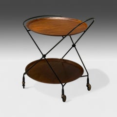 ISA Bergamo, Carrello da bar pieghevole, Teak, 1950s