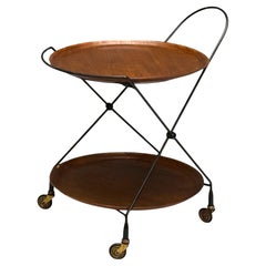 ISA Bergamo, Italian Mid-Century Modern, Collapsible Bar Cart, Teak, 1950s