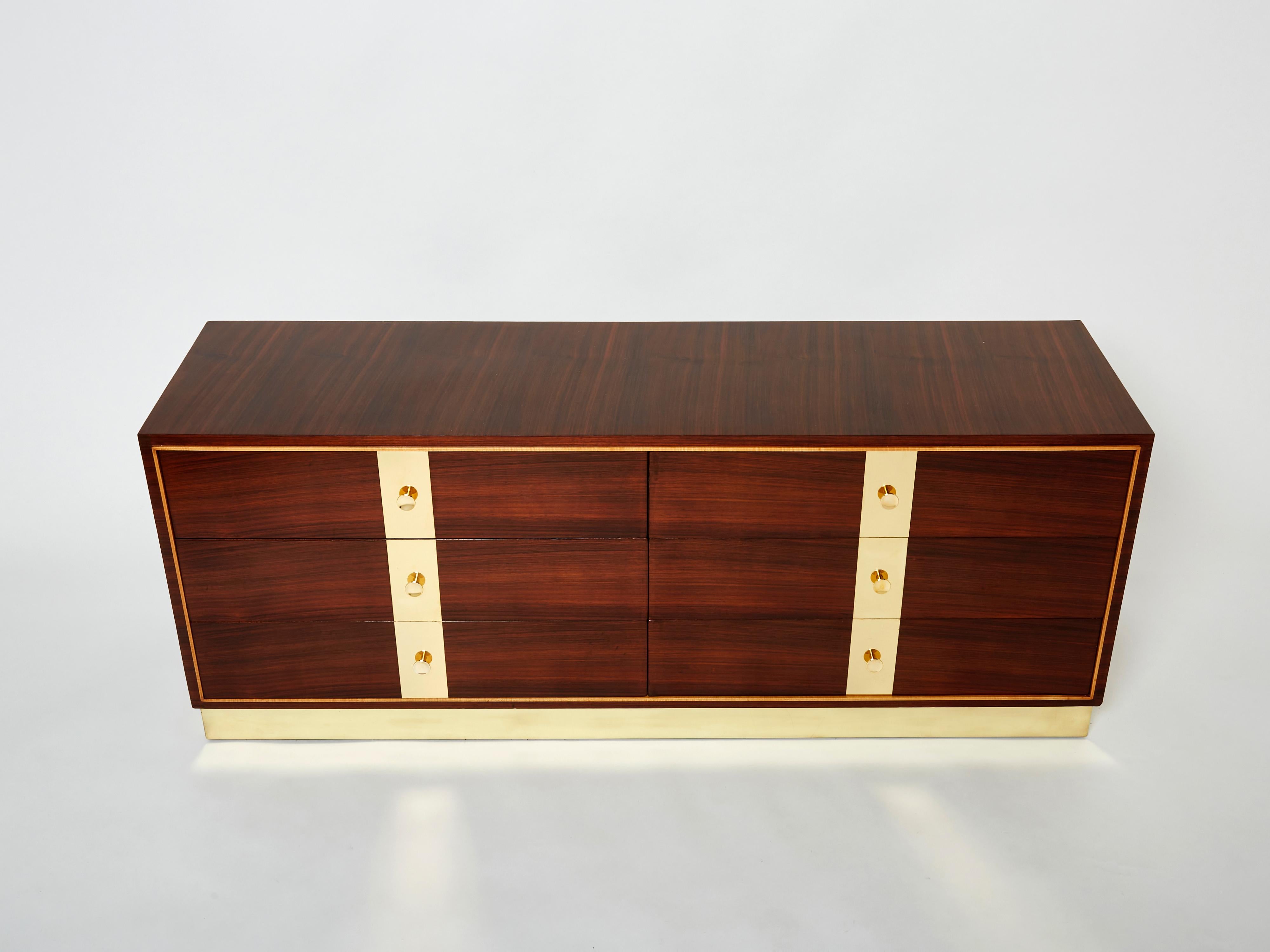 ISA Bergamo Italian Rosewood and Brass Commode, 1950s For Sale 7