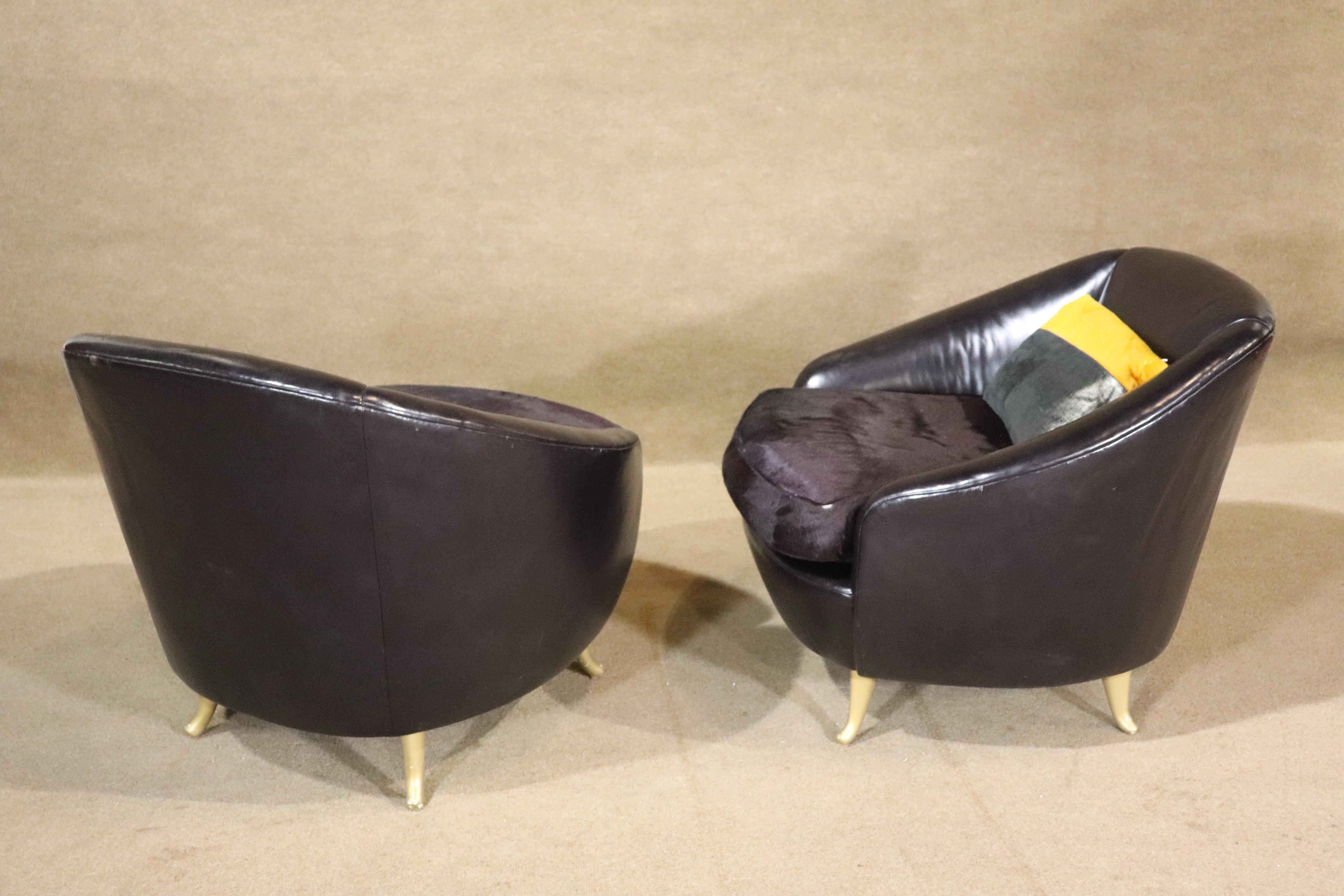 Mid-Century Modern Isa Bergamo Leather & Hide Tub Chairs For Sale