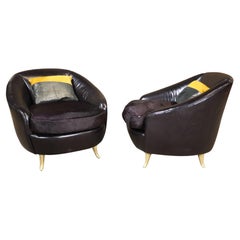 Vintage Isa Bergamo Leather & Hide Tub Chairs