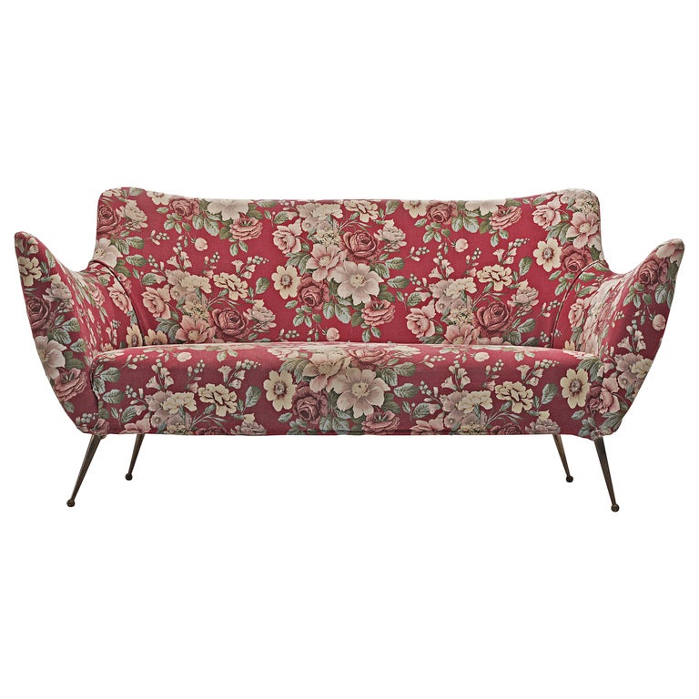 ISA Bergamo Sofa in Red Floral Fabric at 1stDibs red floral sofa