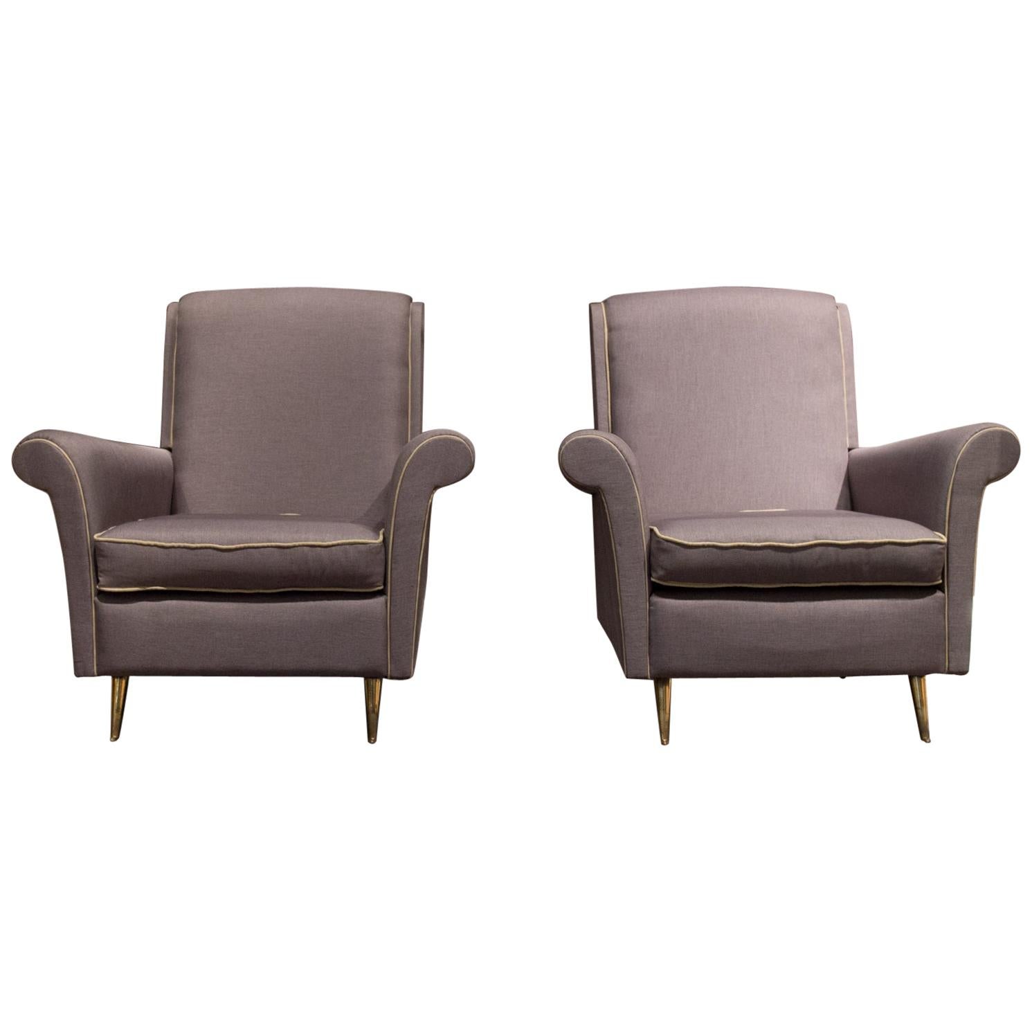 Modern ISA Bergamo Grey Italian Pair of Armchairs