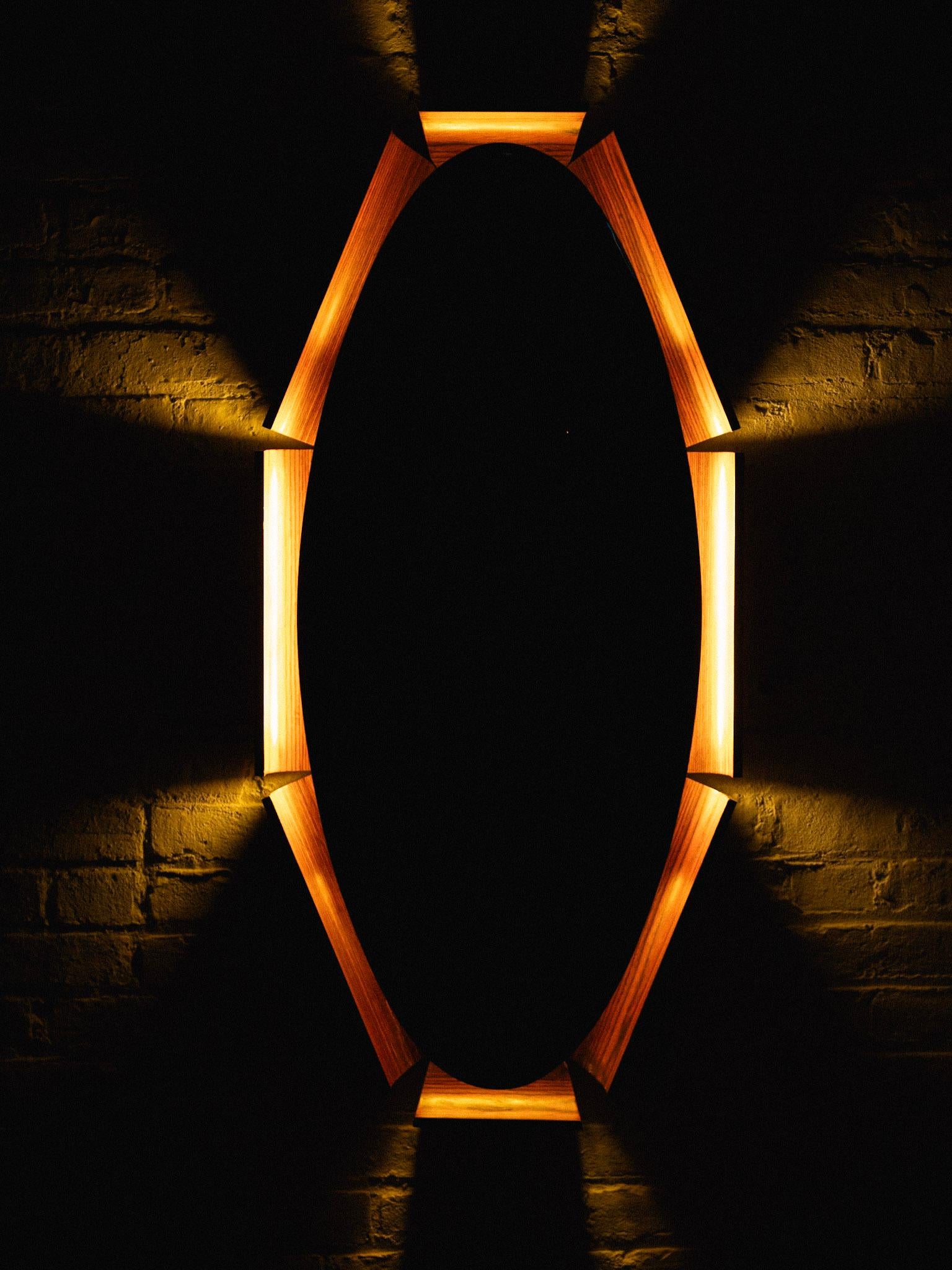 Mid-Century Modern i.s.a. Bergamo Mid Century Rosewood Light Up Mirror