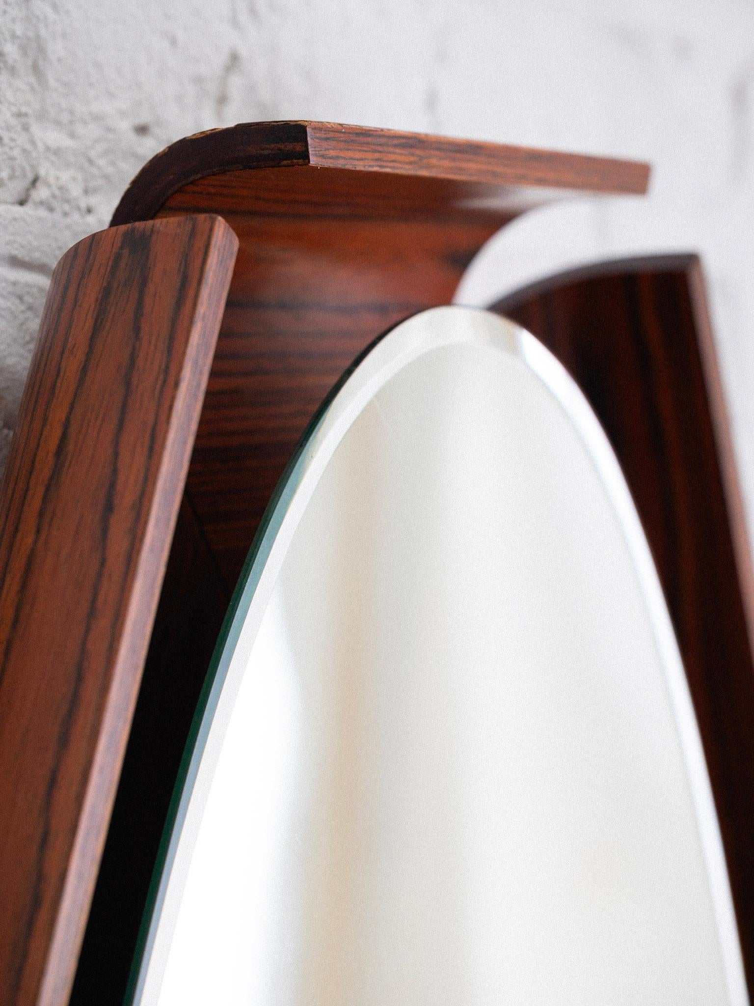 i.s.a. Bergamo Mid Century Rosewood Light Up Mirror 1