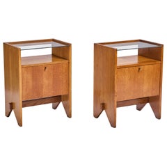 ISA Bergamo, Tables de nuit, Wood, verre, laiton, Italie, années 1950