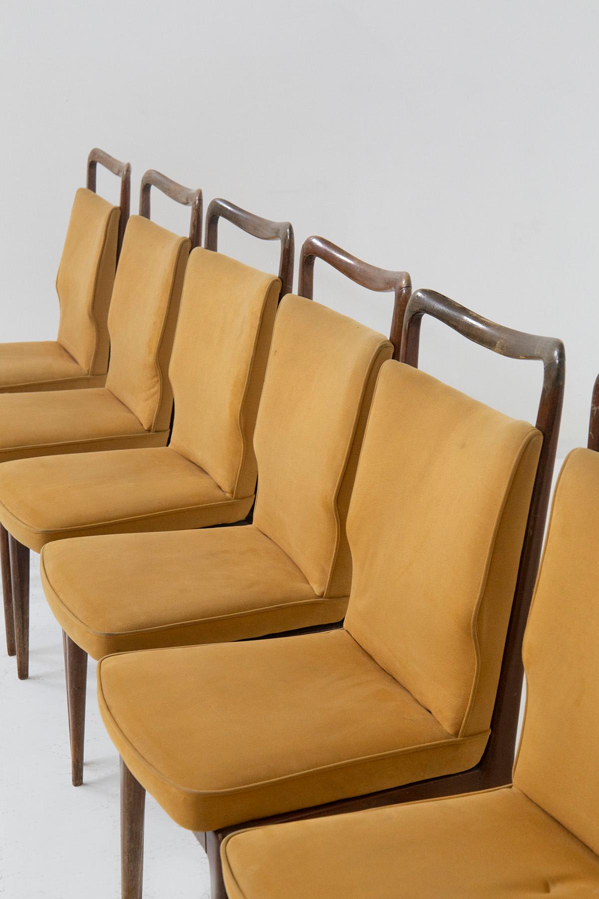 Isa Bergamo: Sechser-Set italienischer Stühle mit gelbem Stoff (Italienisch) im Angebot