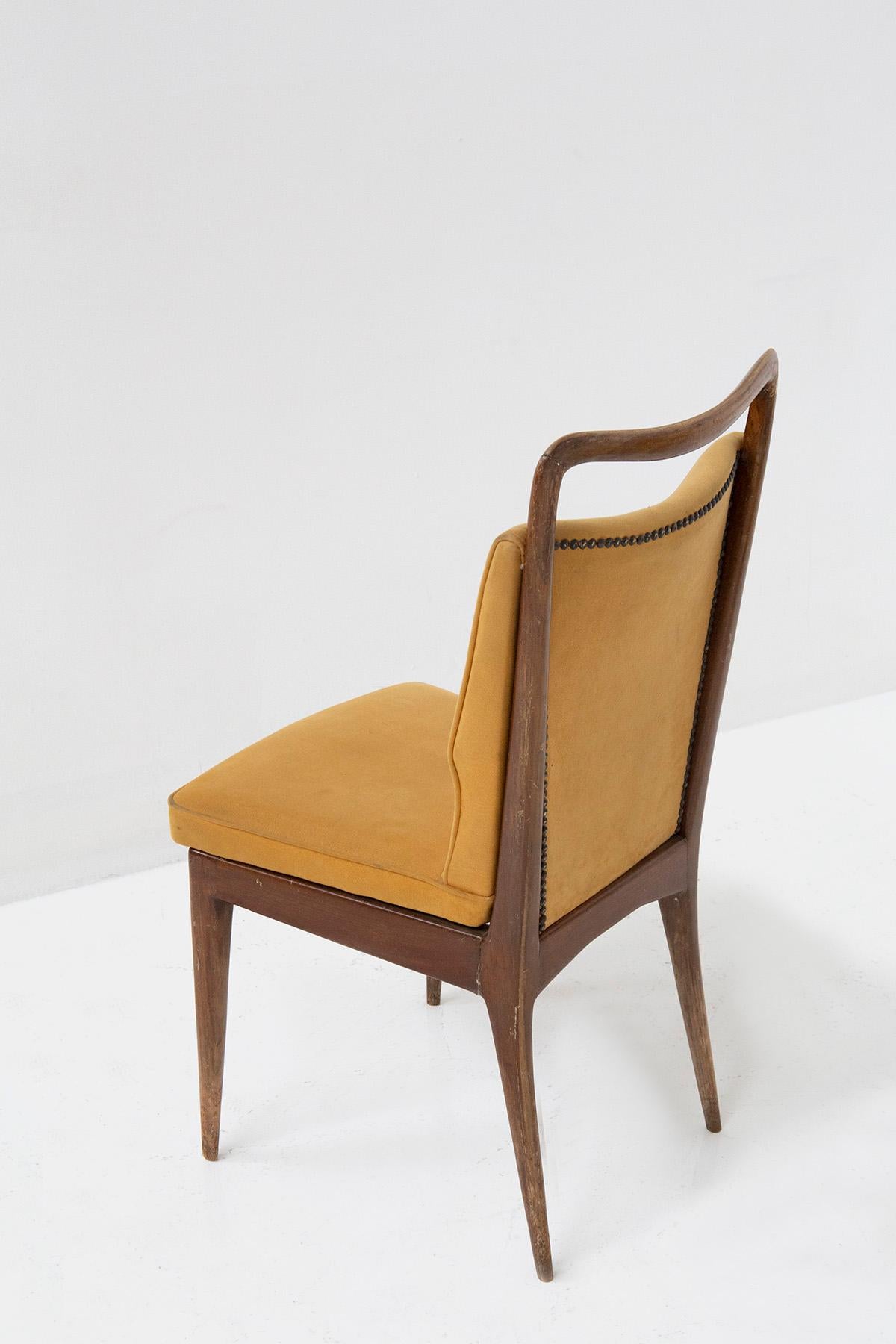 Mid-20th Century Isa Bergamo Set of Italian six chairs in yellow fabric For Sale