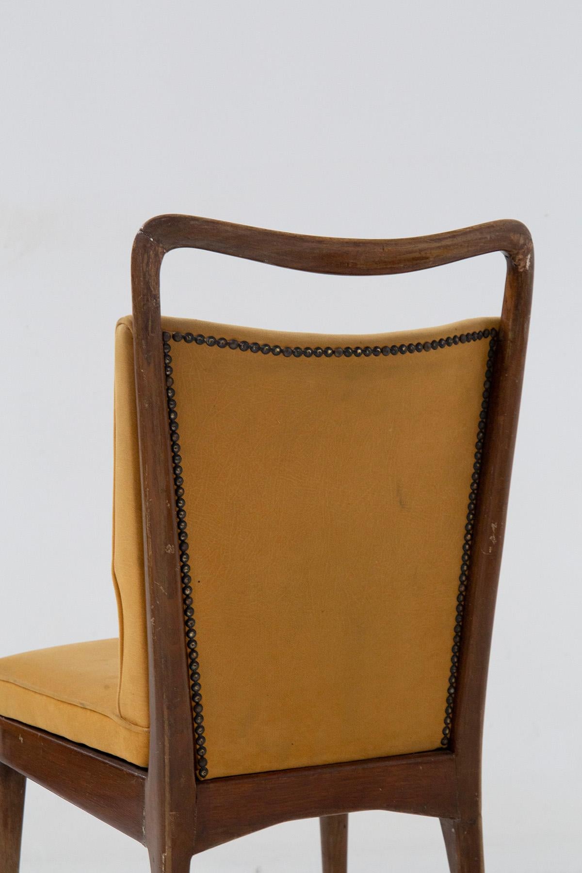 Isa Bergamo Set of Italian six chairs in yellow fabric For Sale 3