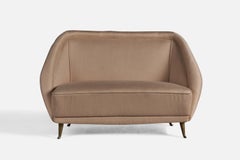 ISA Bergamo, Settee, Brass, Fabric, Italy, 1950s