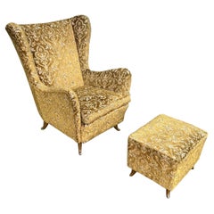 Fauteuil de salon Wingback ISA Bergamo avec pouf