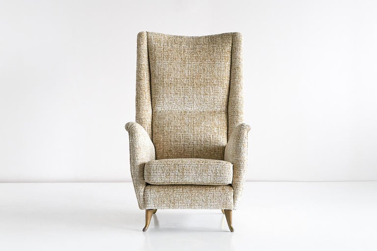 Mid-Century Modern ISA High Back Armchair Attributed to Gio Ponti, Italy, 1950s
