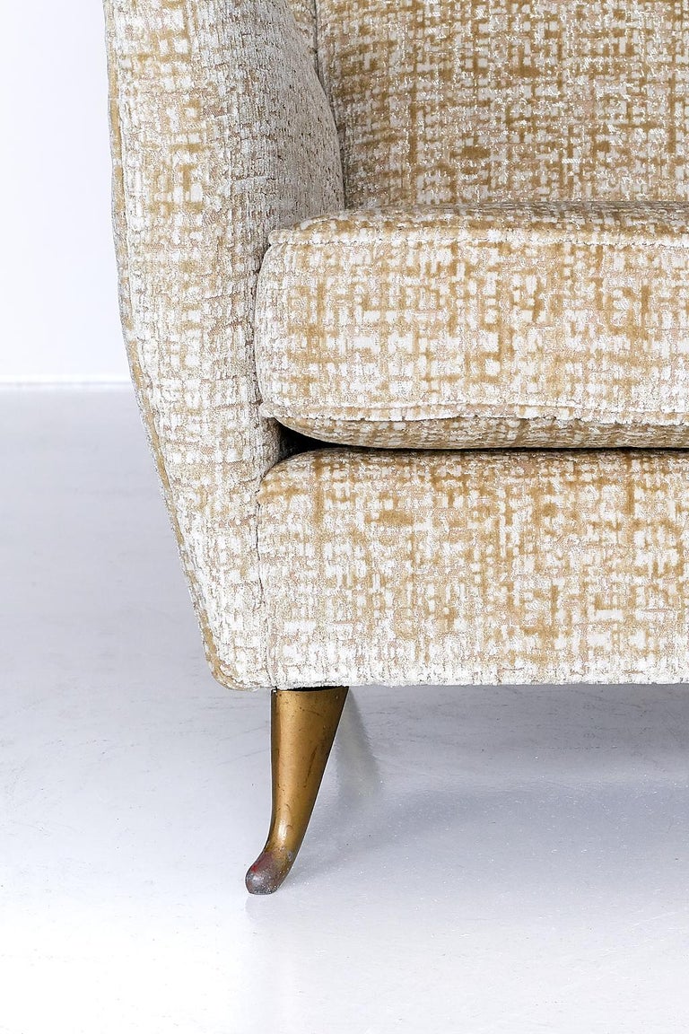 Fabric ISA High Back Armchair Attributed to Gio Ponti, Italy, 1950s