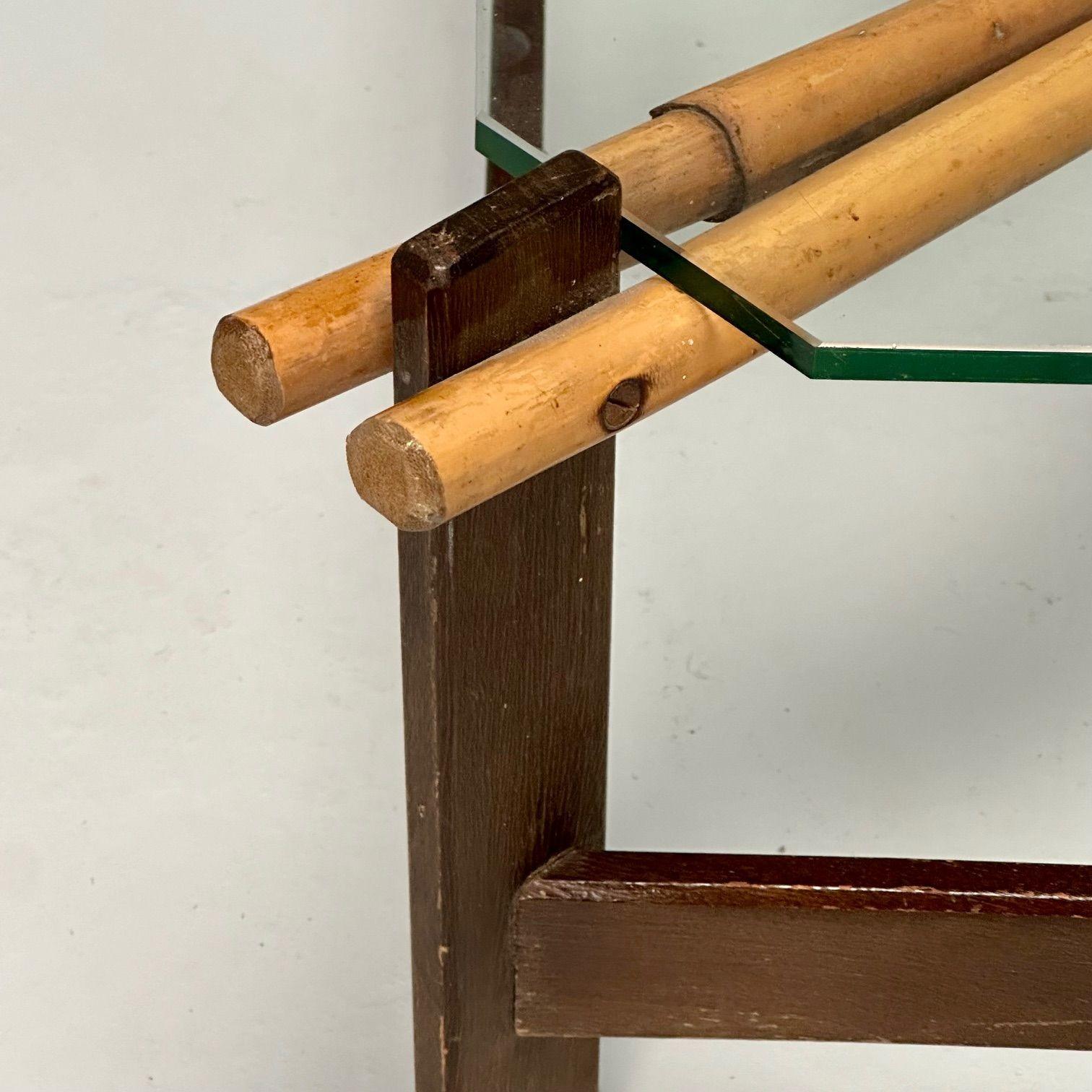 ISA, Italienischer quadratischer Mid-Century-Modern-Couchtisch, Holz, Bambus, Schilfrohr, 1980er Jahre im Angebot 3