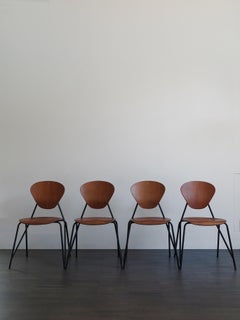 Isa Midcentury Modern Design Italian Teak Dining Chairs, 1960s