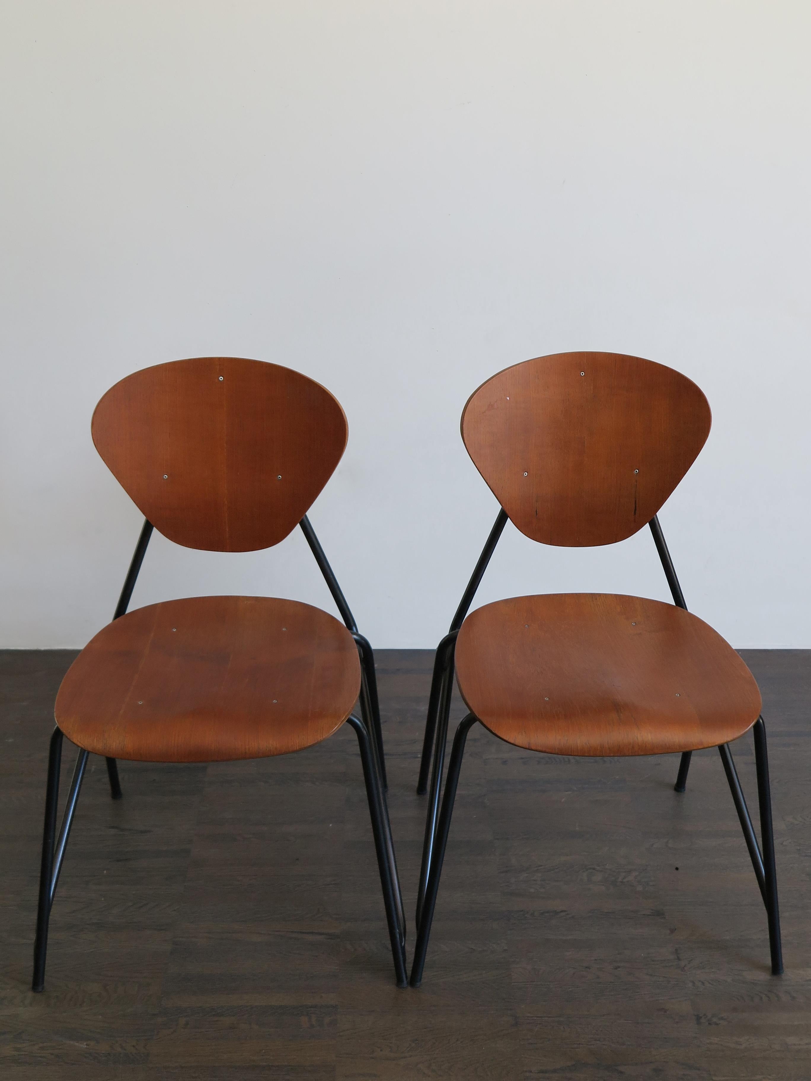 Veneer Isa Midcentury Modern Design Italian Teak Dining Chairs, 1960s