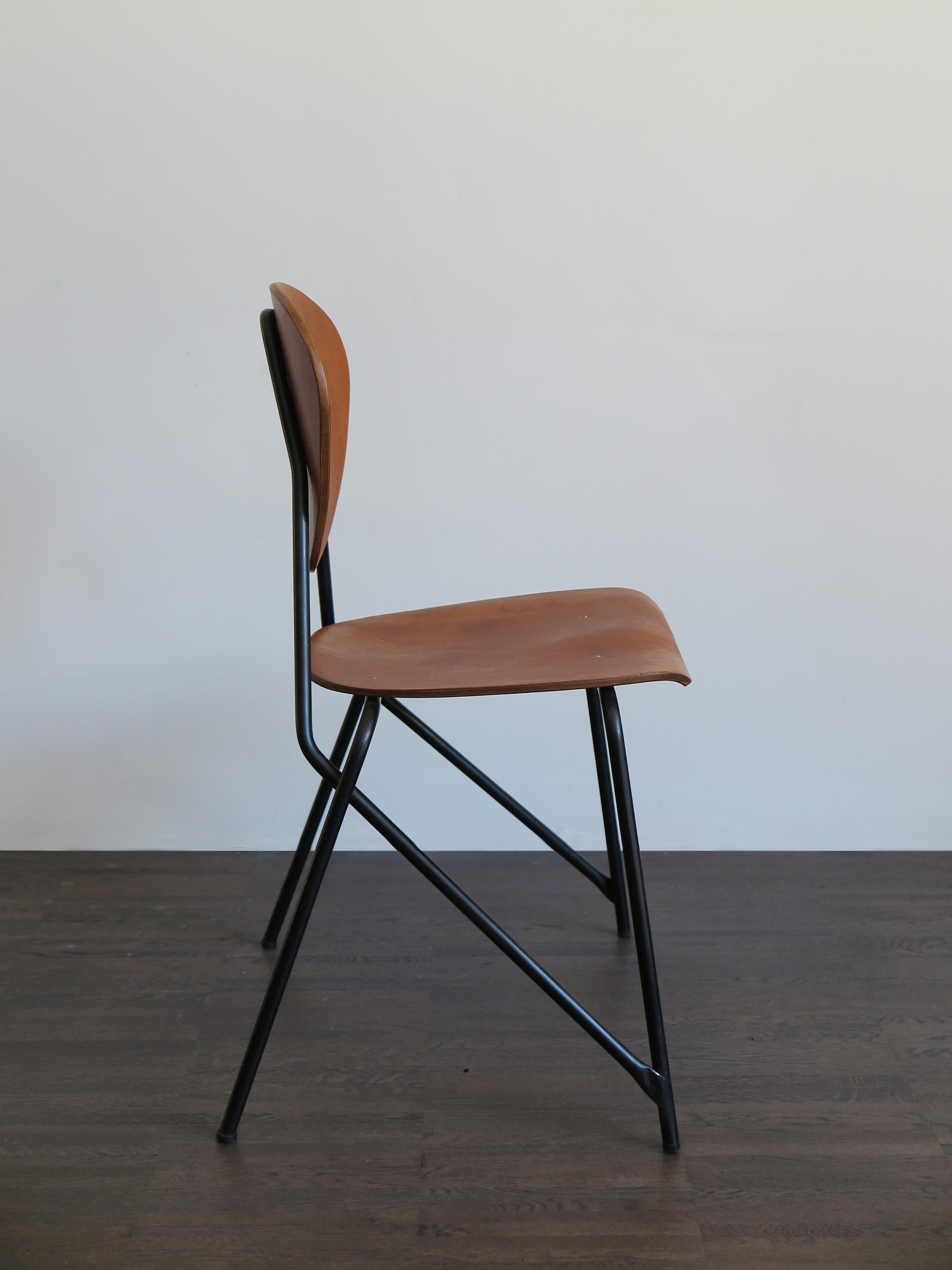 Metal Isa Midcentury Modern Design Italian Teak Dining Chairs, 1960s