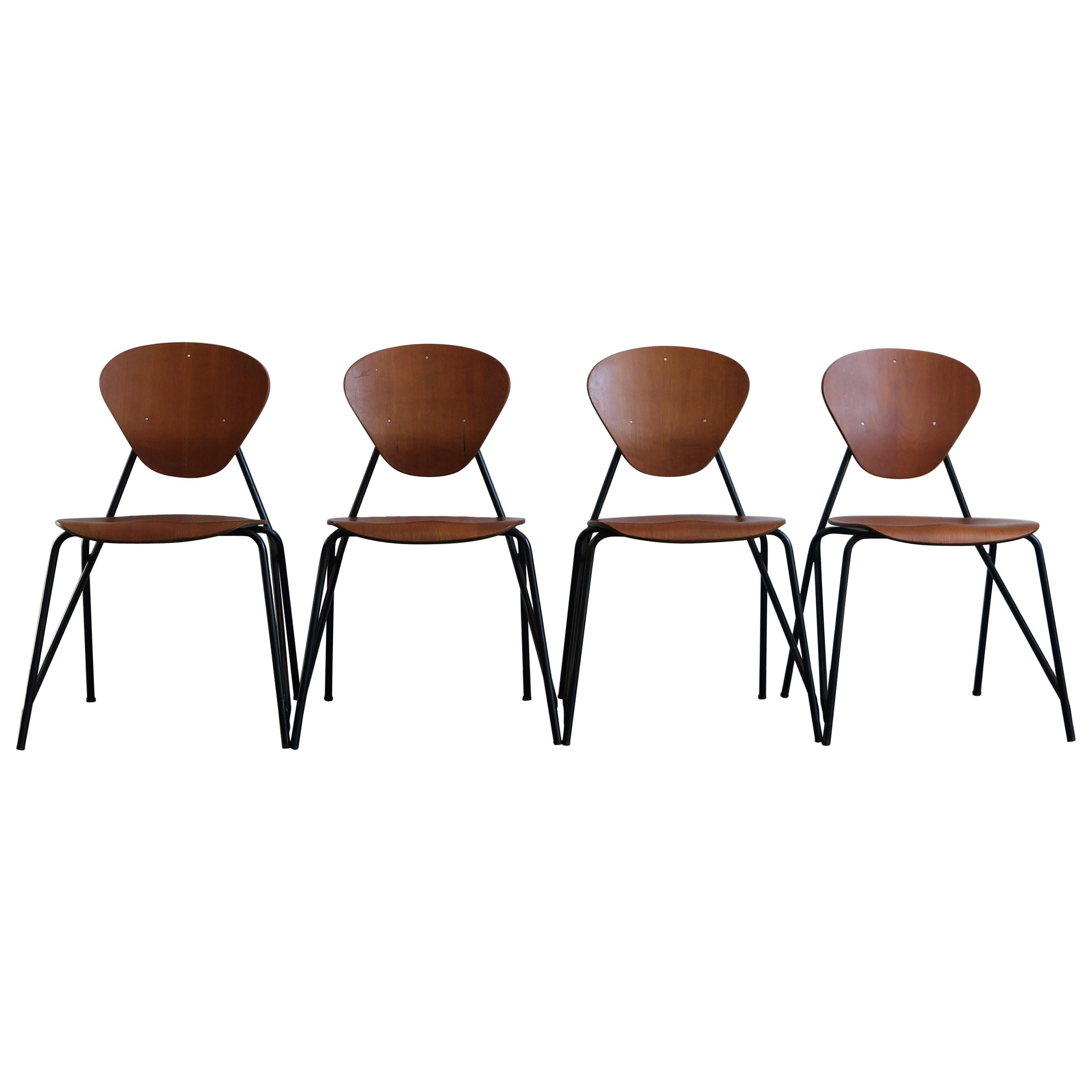 8 Midcentury Scandinavia Woodworks Co. Teak Dining Chairs For Sale at