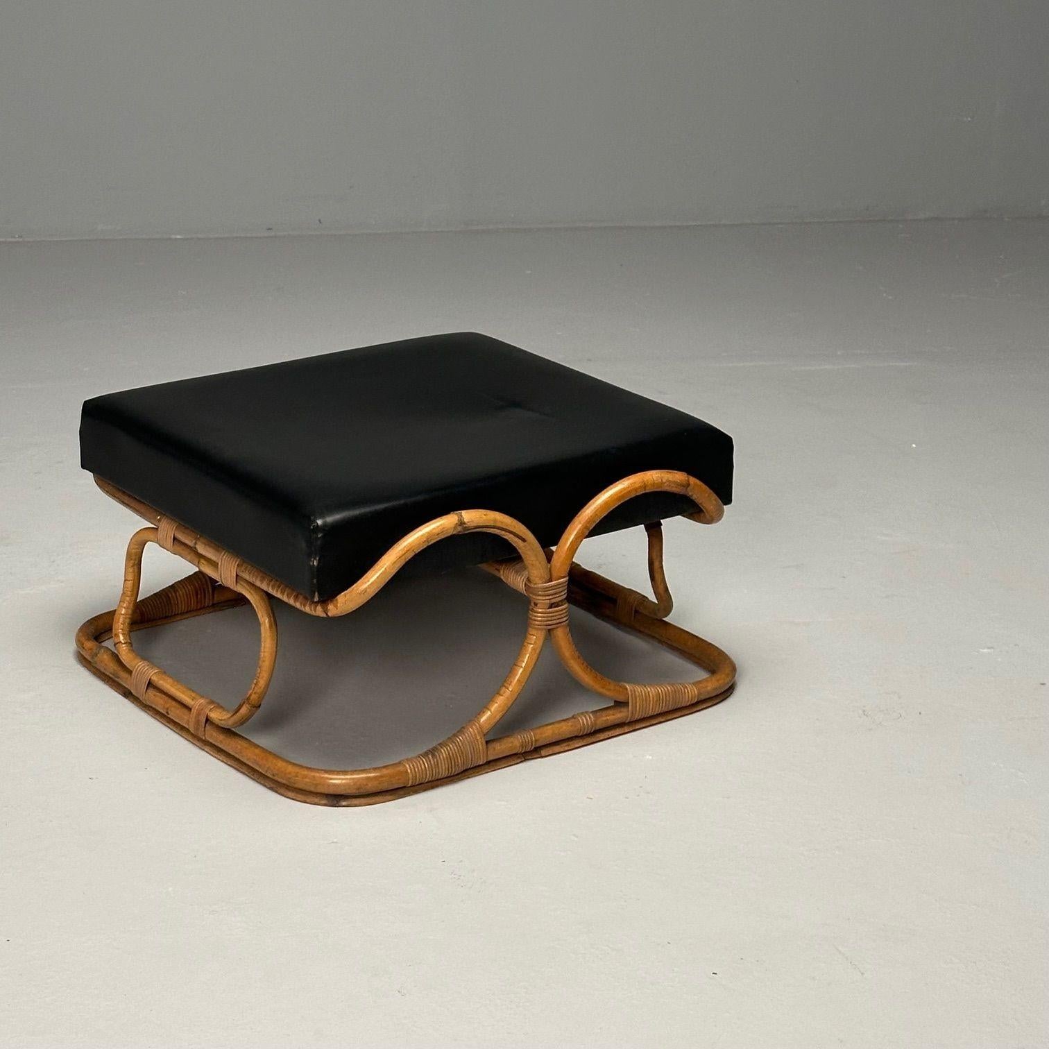 ISA Ponte San Pietro, Italian Mid-Century Modern, Armchair, Ottoman, Rattan For Sale 5