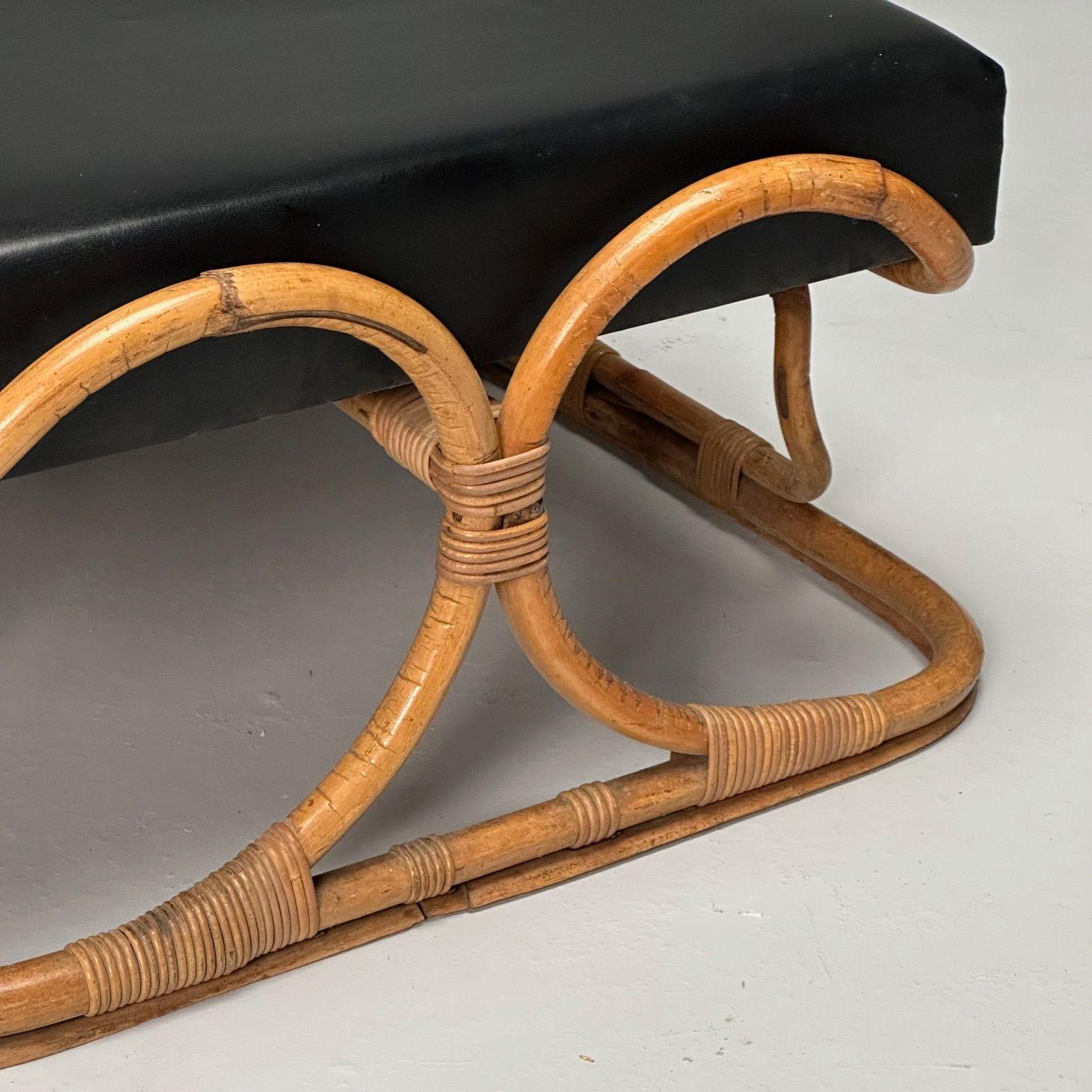 ISA Ponte San Pietro, Italian Mid-Century Modern, Armchair, Ottoman, Rattan For Sale 6