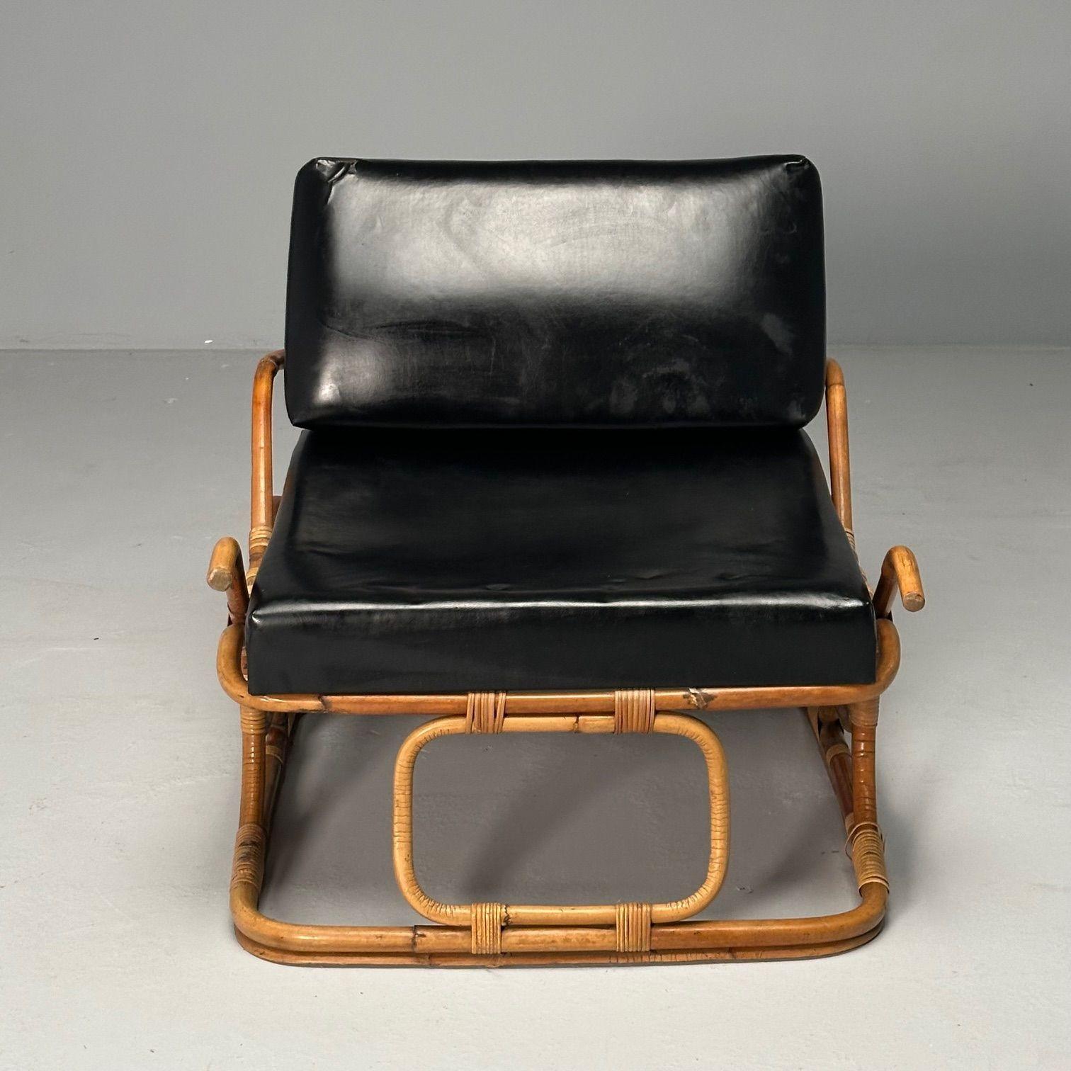 ISA Ponte San Pietro, Italian Mid-Century Modern, Armchair, Ottoman, Rattan For Sale 2