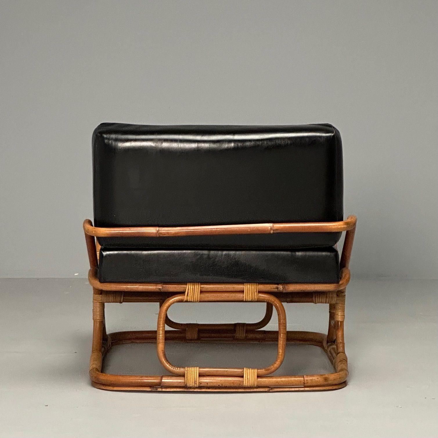 ISA Ponte San Pietro, Italian Mid-Century Modern, Armchair, Ottoman, Rattan For Sale 3