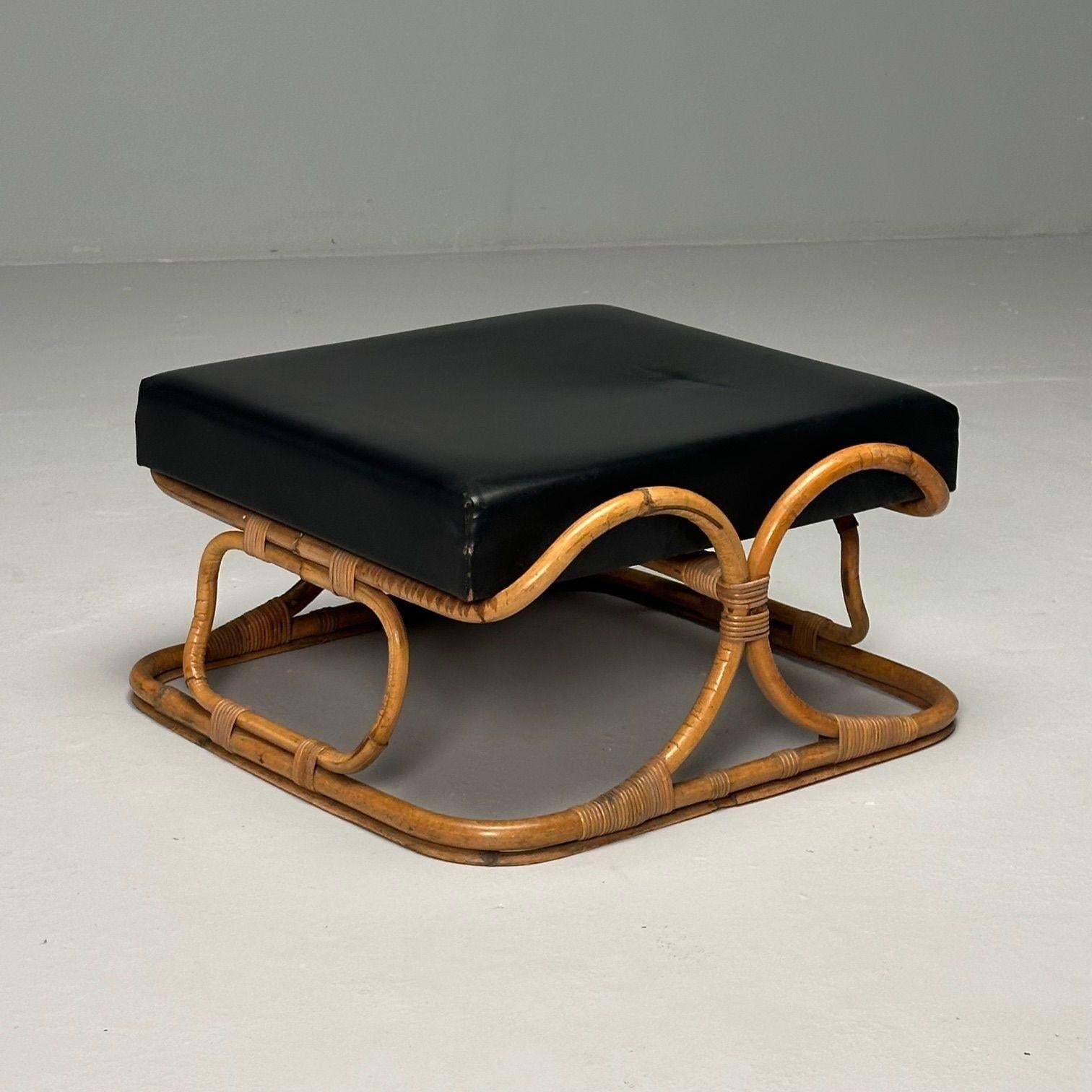 ISA Ponte San Pietro, Italian Mid-Century Modern, Armchair, Ottoman, Rattan For Sale 4