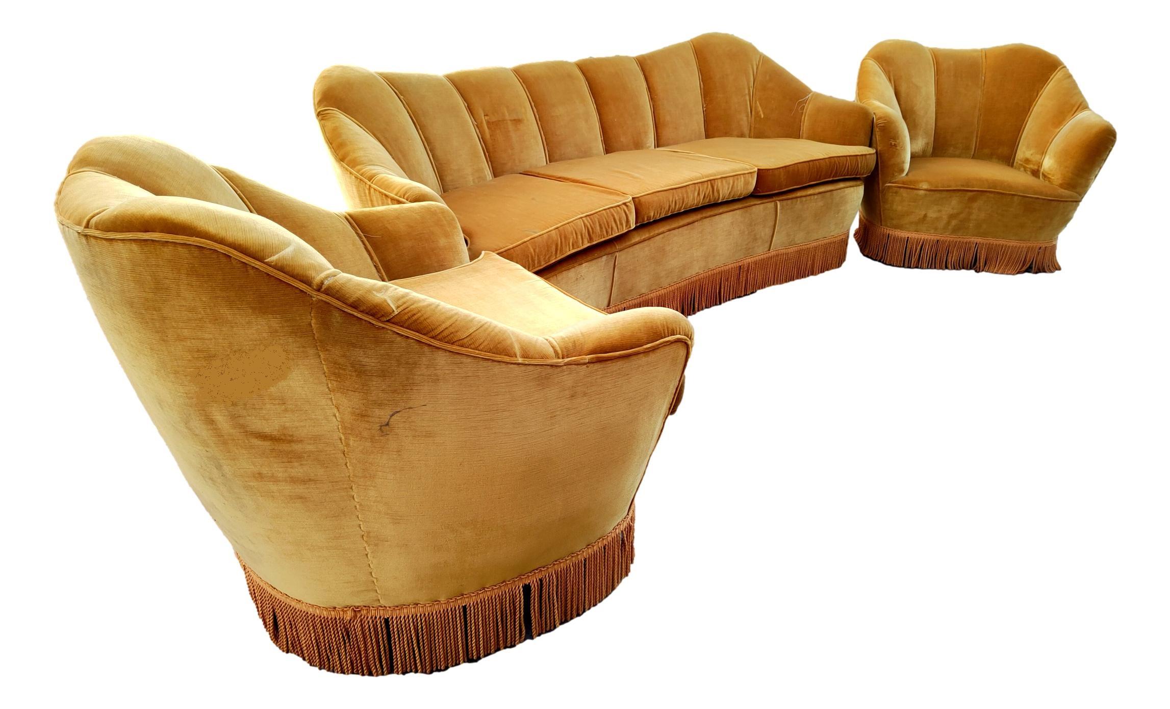 I.S.A. - complete living room sofa and pair of armchairs ISA production 1960s  For Sale