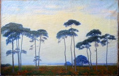 Evening in the Dunes of Hossegor France 19th C Original Oil by Issaac A. Josephi