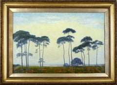 Evening in the Dunes of Hossegor France 19th C Original Oil by Issaac A. Josephi