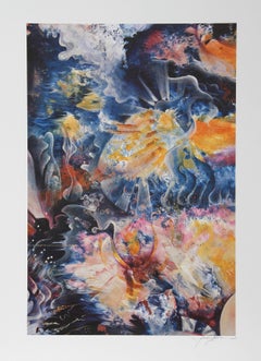 Feu et glace, lithographie psychédélique d'Isaac Abrams