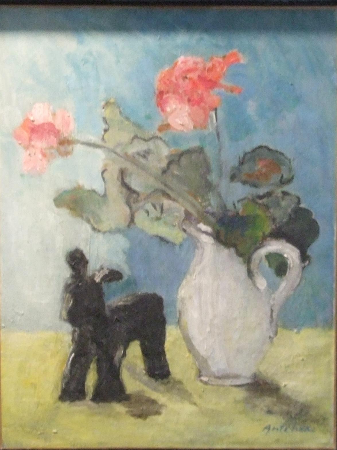 Nature morte - Huile sur toile, 50 x 38 cm. - Painting de Isaac Antcher