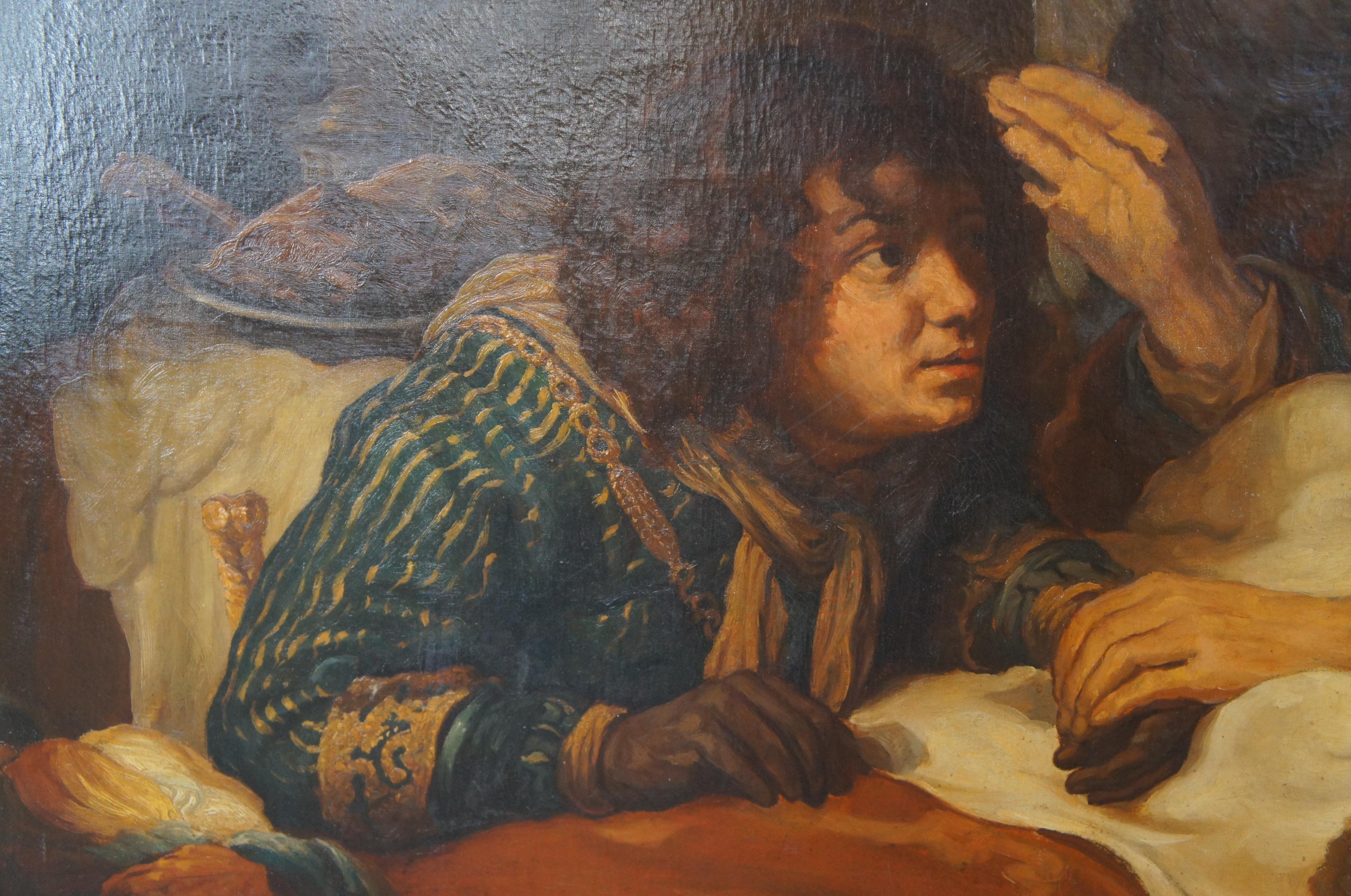 XVIIIe siècle et antérieur Isaac Blessing Jacob d'après Govert Flinck 18e siècle peinture baroque de maîtres anciens 63 po. en vente