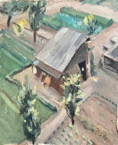 Barn view from above by I. Ch. Goetz - Oil on canvas 38x46 cm