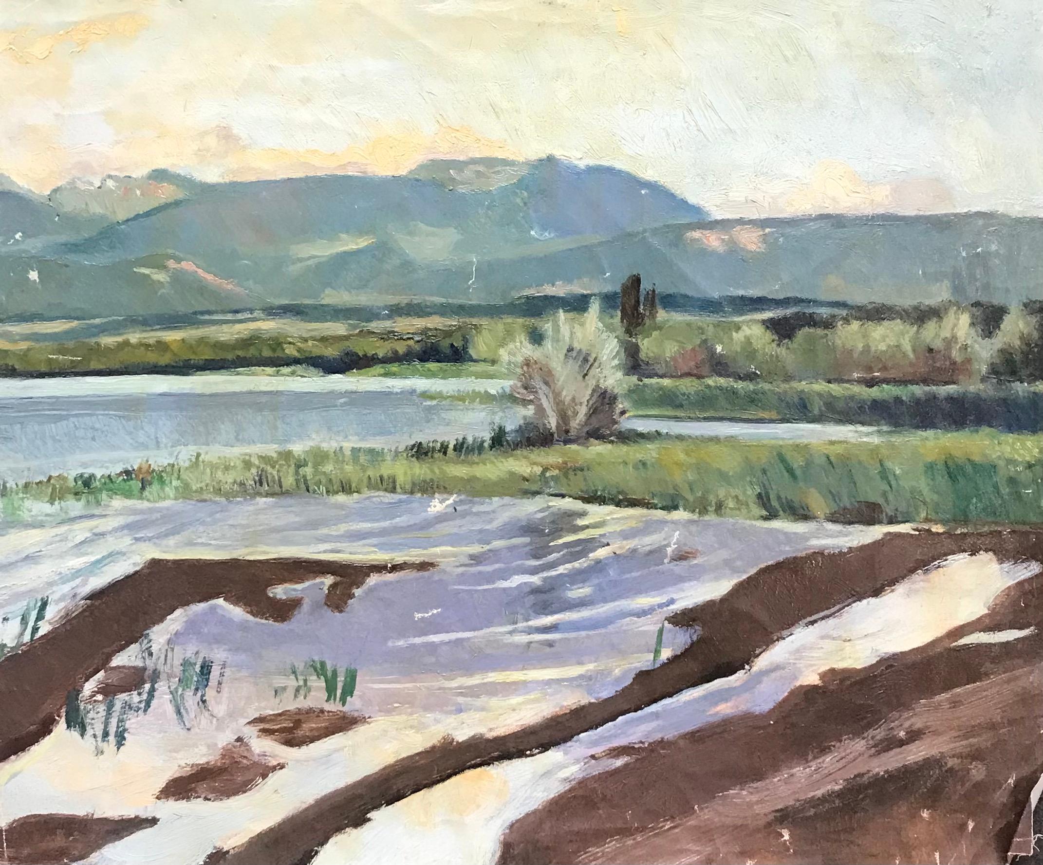 Landscape Painting Isaac Charles Goetz - Mountain par I. Ch. Goetz - Huile sur toile 38x45 cm