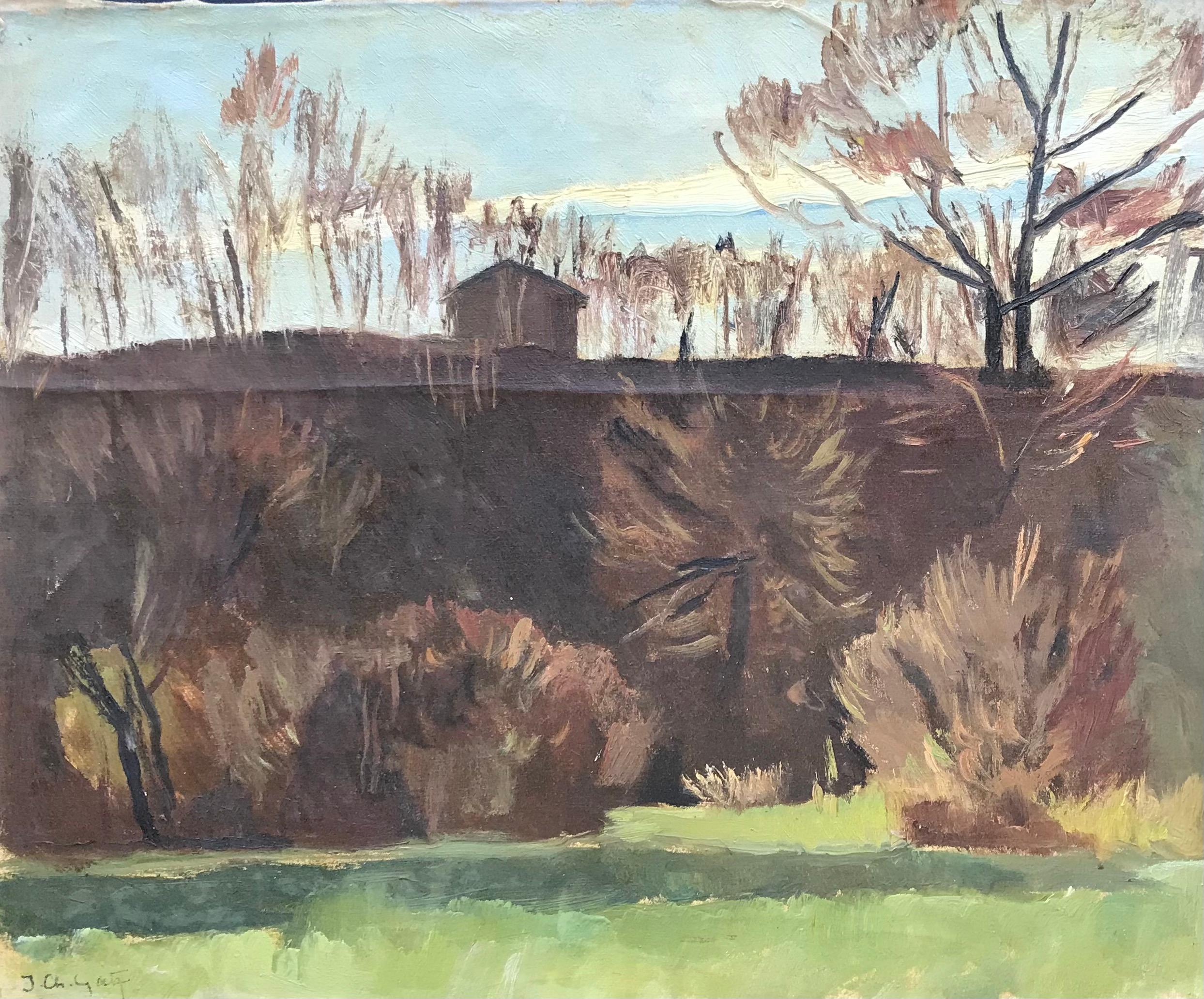 Landscape Painting Isaac Charles Goetz - La petite maison d'I. Ch. Goetz - Huile sur toile 37x45 cm