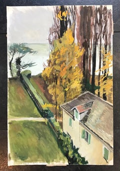La strada del campanile di Saint-Sulpice di I. Ch. Goetz - Acquerello 35x54 cm
