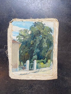 El árbol del patio de Isaac Charles Goetz - Óleo sobre lienzo 27x35 cm