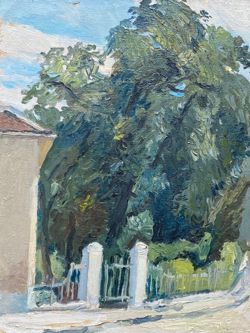 The tree of the yard von Isaac Charles Goetz - Öl auf leinwand 27x35 cm
