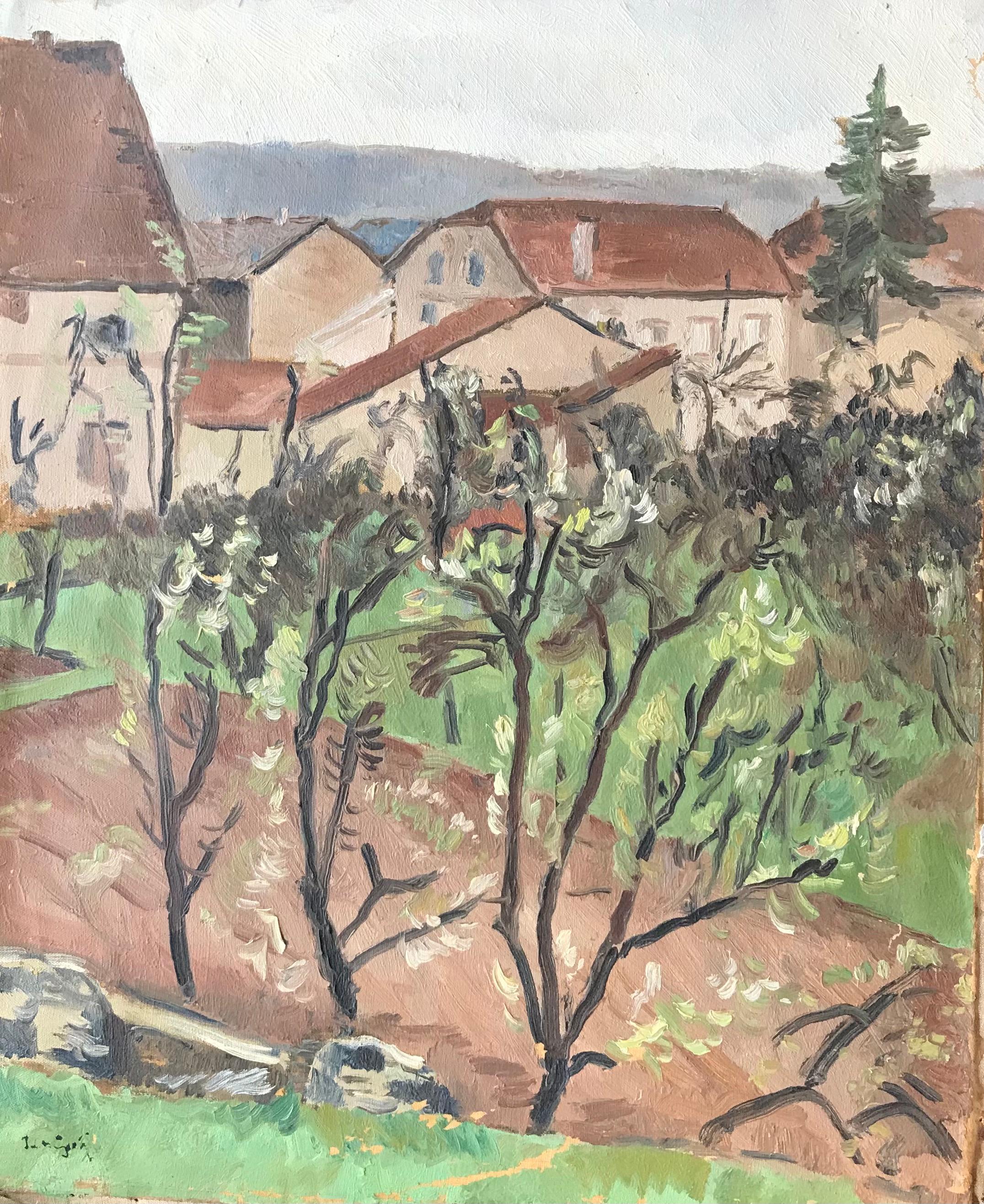 Landscape Painting Isaac Charles Goetz - Town par I. Ch. Goetz - Huile sur toile 38x46 cm