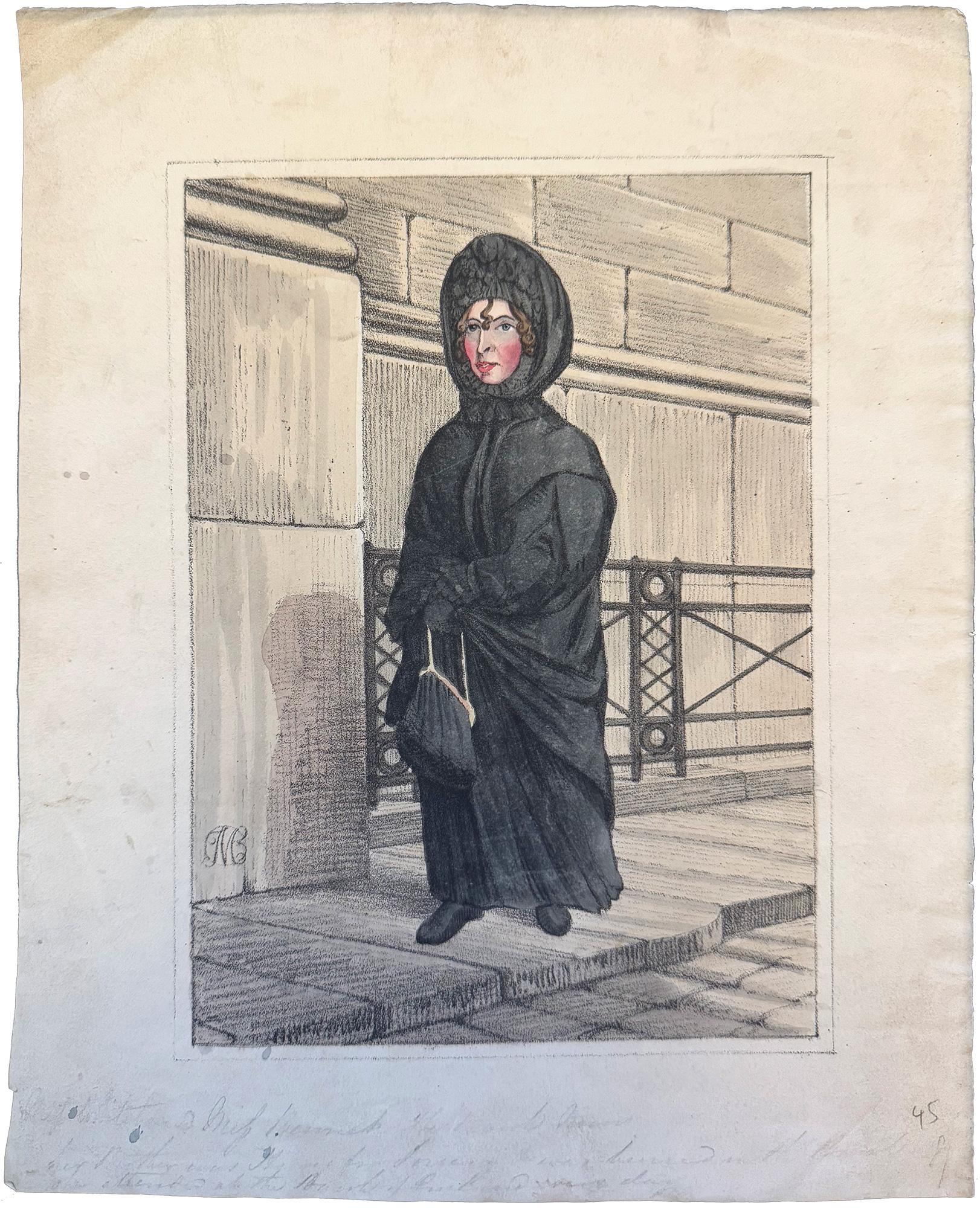 Sarah Whitehead; The Bank Nun, or the Lady in Black – English School, 19th Cent. - Print by Unknown