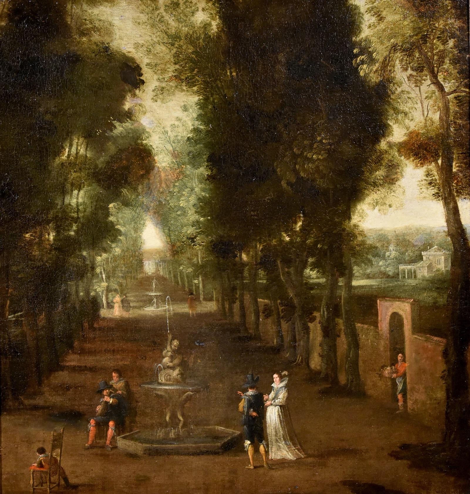 De Moucheron Pair Of Gardens Paint Old master Oil on canvas 17/18th Century Art - Old Masters Painting by Isaac de Moucheron (Amsterdam 1667 - 1744)