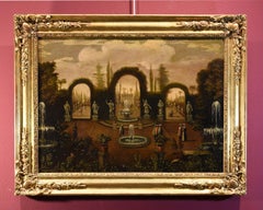 Peinture - Paysage de jardin de Moucheron - Huile sur toile - 18ème siècle - Vieux maître Italie