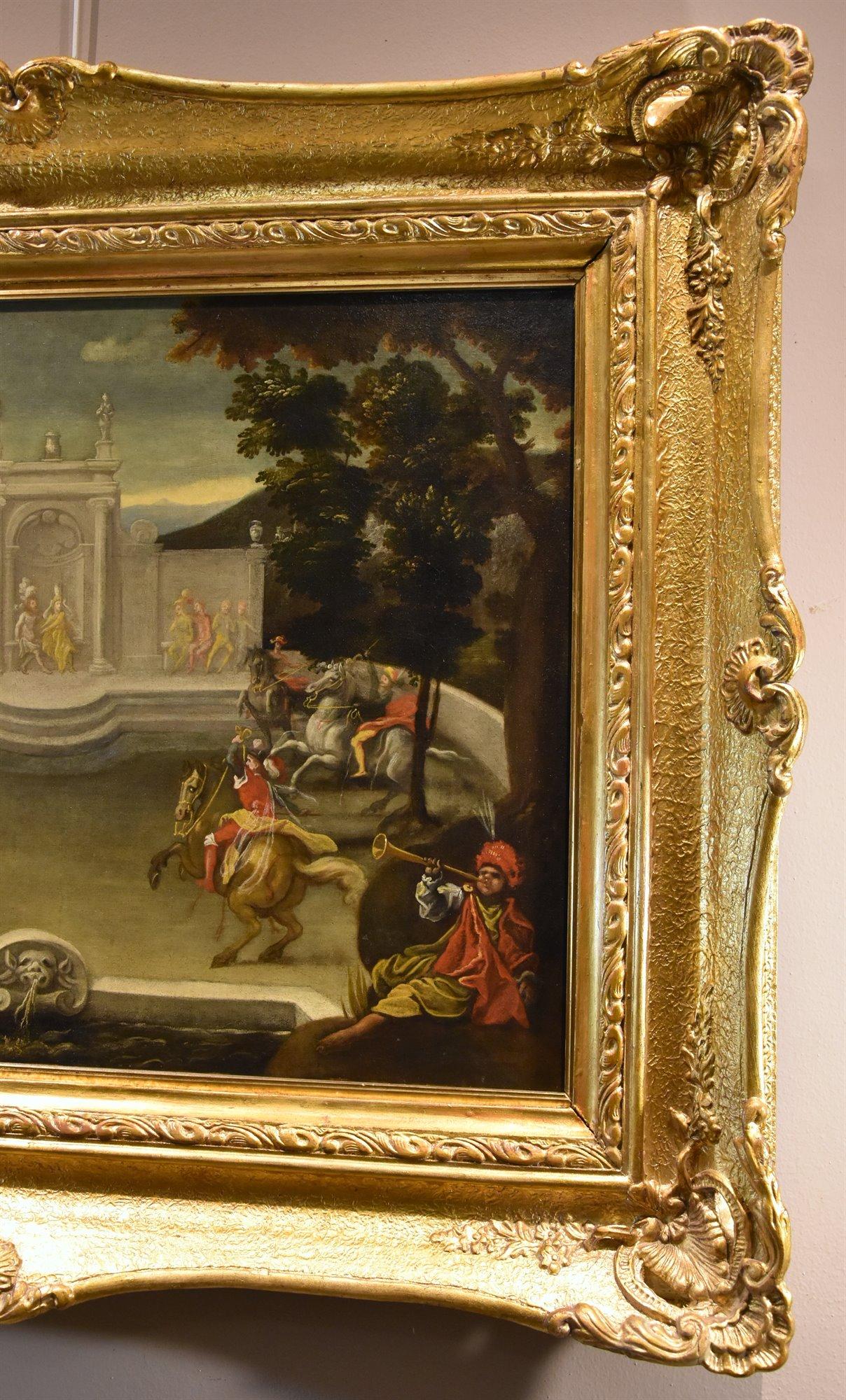 Landscape Garden Knight De Moucheron Paint 17/18yh Century Oil on canvas im Angebot 6