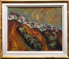 Israeli Landscape Old Jerusalem or Safed Impasto Oil Painting