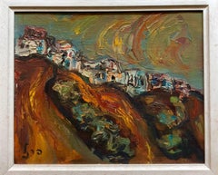 Israeli Landscape Old Jerusalem or Safed Impasto Oil Painting